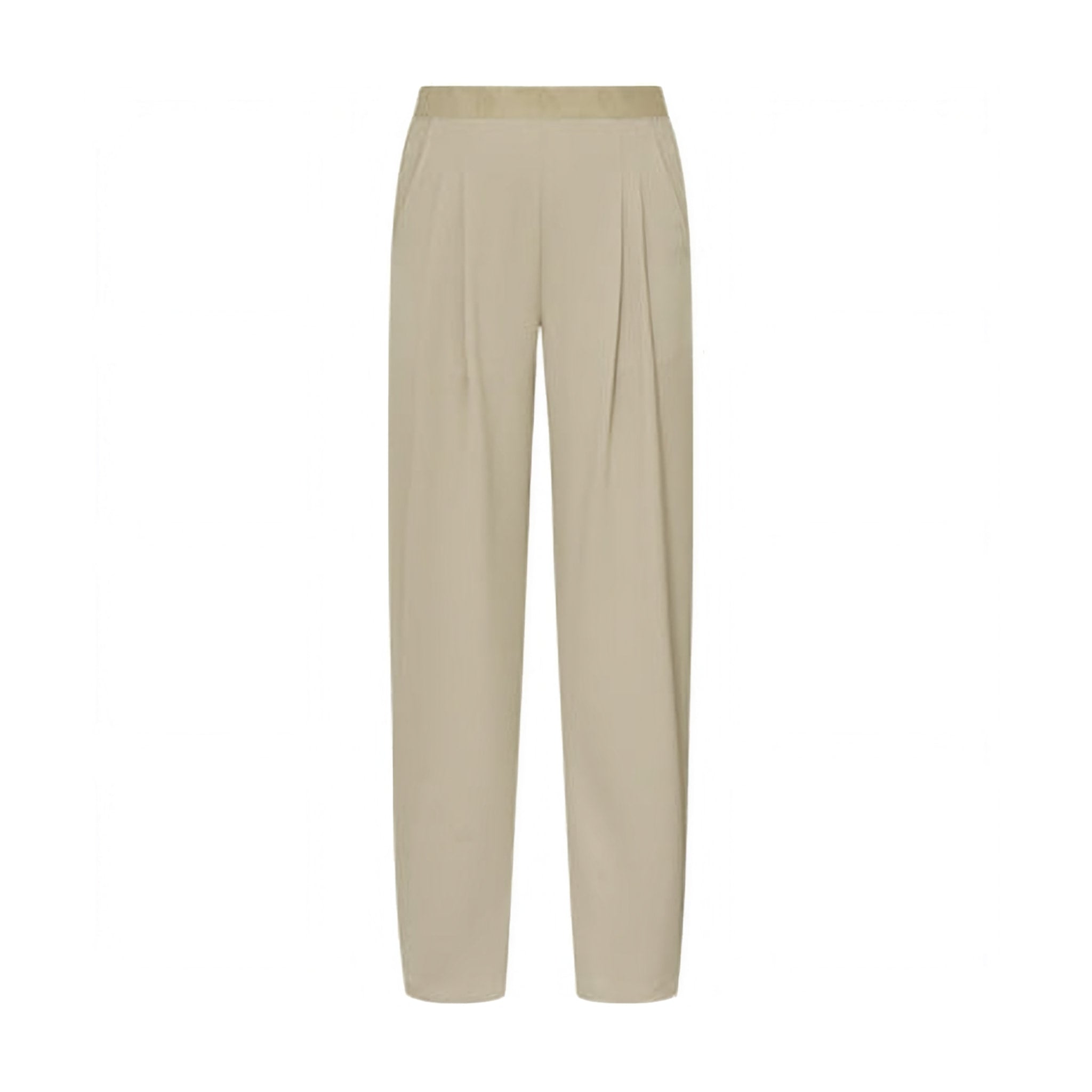 Beige bukser Atalie Pants i farven Sand fra Gossia set forfra med læg foran