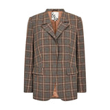 Brun ternet blazer fra Gossia set forfra med reverskrave, klaplommer og lyst brunt for