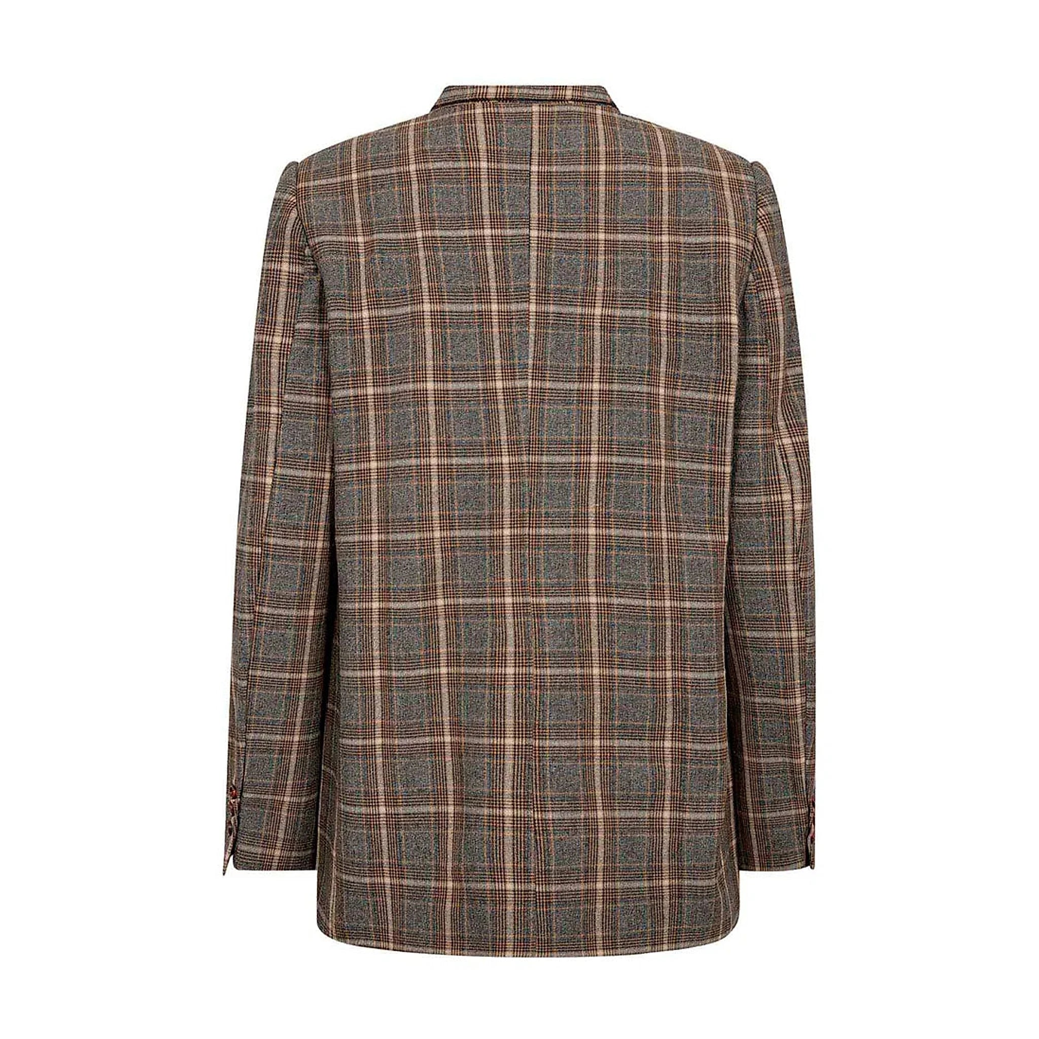 Brun ternet blazer fra Gossia set bagfra med lange ærmer