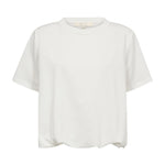 Hvid Karoline t-shirt fra Gossia i Offwhite forfra med rund hals, korte ærmer og samlet kant forneden