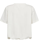 Hvid Karoline t-shirt fra Gossia i Offwhite bagfra med korte ærmer og samlet kant forneden