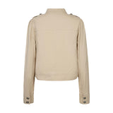 Beige jakke fra Gossia bagfra med skulderstropper og knapper ved ærmerne