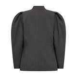 Grå Liann blazer fra Gossia bagfra med puffede ærmer og indsvajet ryg