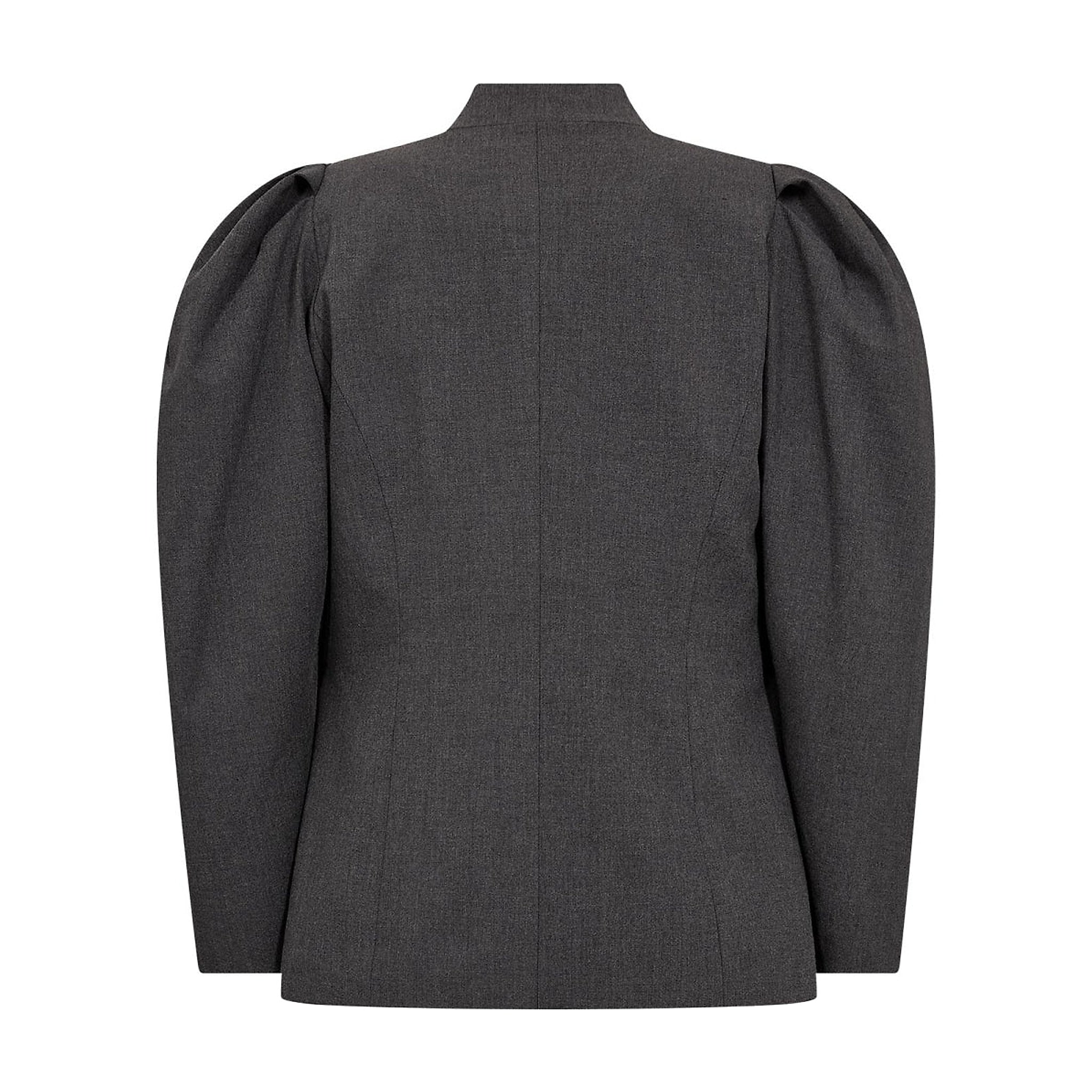 Grå Liann blazer fra Gossia bagfra med puffede ærmer og indsvajet ryg