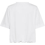 Hvid Loulou t-shirt fra Gossia uden print bagpå med korte ærmer og samlet kant, set bagfra