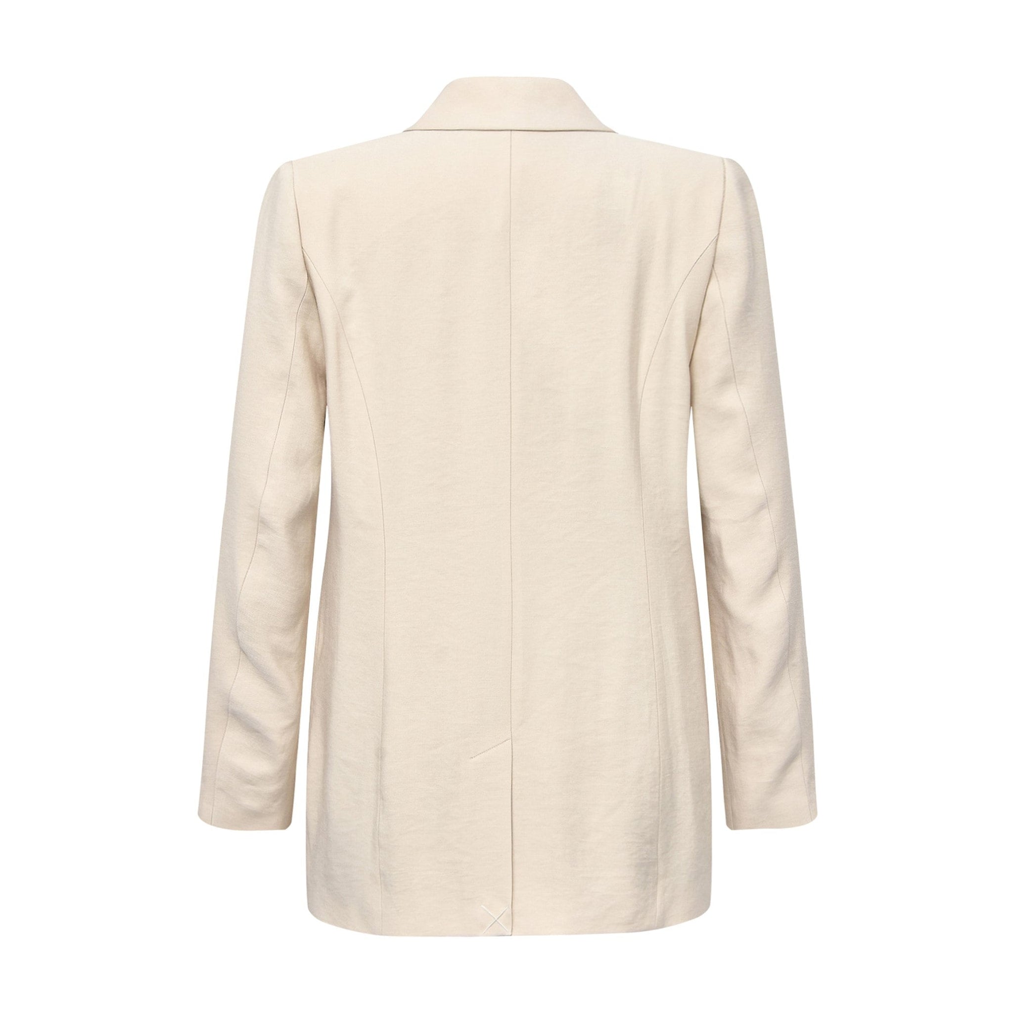 Beige Magga blazer fra Gossia i farven Sand set bagfra med lange ærmer