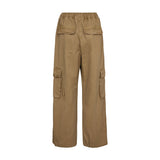 Brune wide leg bukser Mea Pant i Camel set bagfra med baglommer med klap og cargolommer
