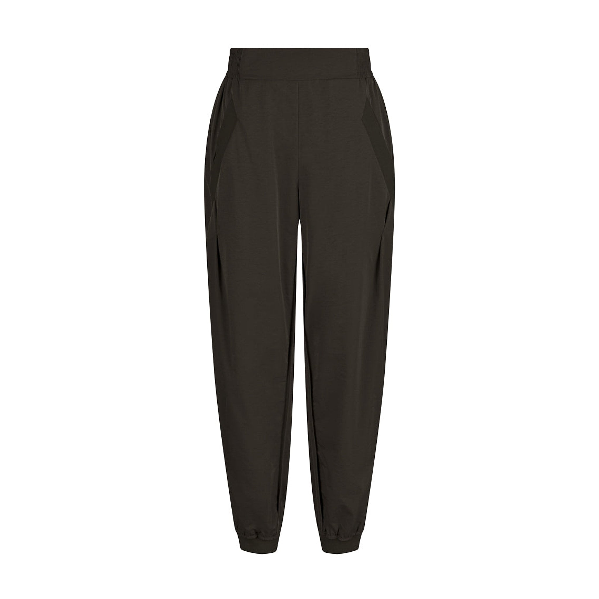 Brune Mollie Long Pant bukser fra Gossia i farven Coffee set forfra med elastisk linning og elastik ved anklen