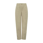 Beige bukser Nanja Pants fra Gossia i farven Sand forfra med elastik i taljen og syninger ned langs benene