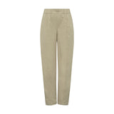 Beige bukser Nanja Pants fra Gossia i farven Sand forfra med elastik i taljen og syninger ned langs benene