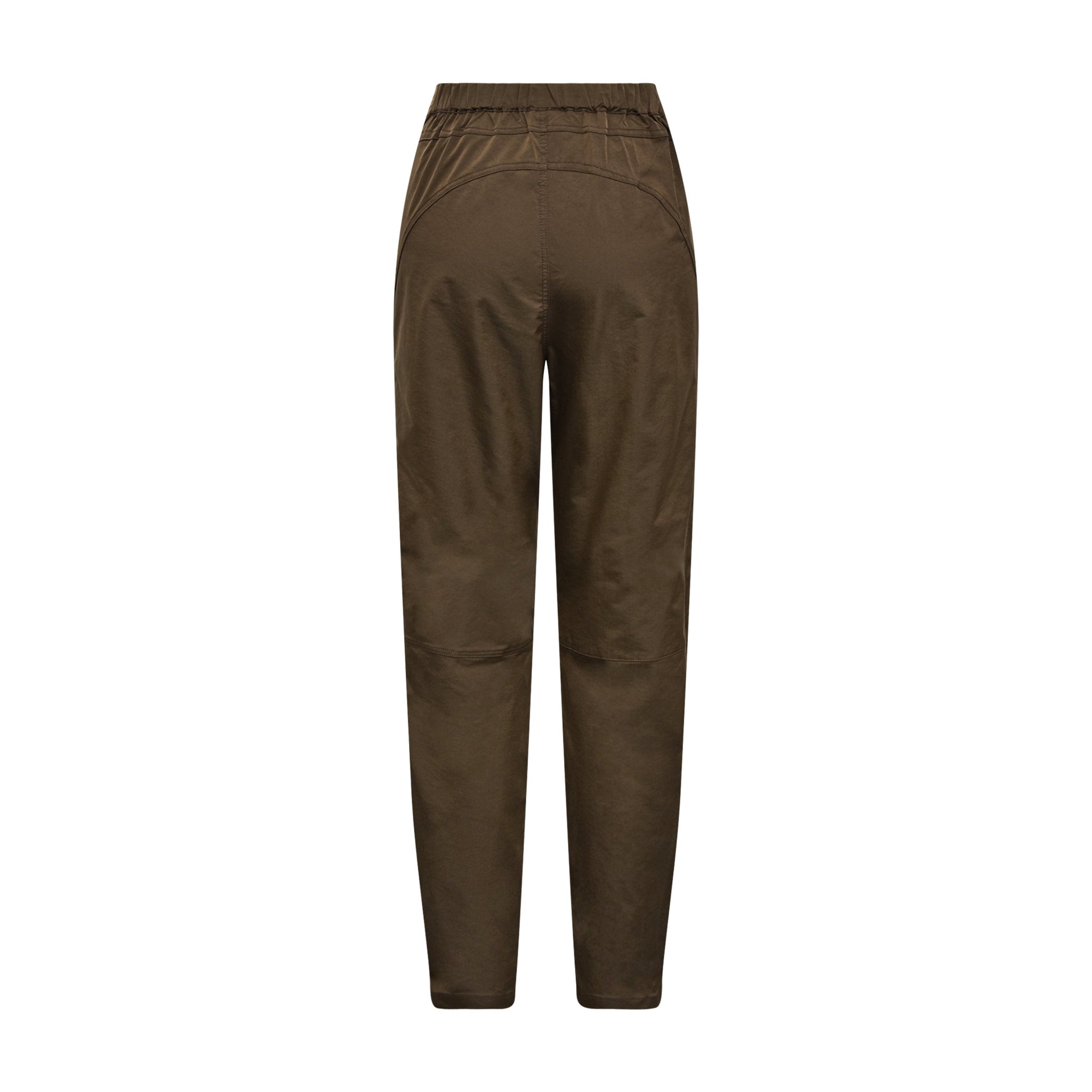 Brune bukser Thilla Pant i Coffee bagfra med elastisk linning, buet søm og sømme ved knæene