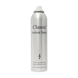Antistat spray i sølvfarvet dåse med hvidt låg og teksten Classic Antistat Spray, set forfra på hvid baggrund