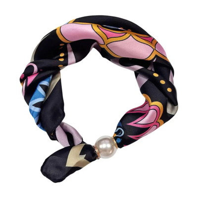 Scarf w. pearl - Black