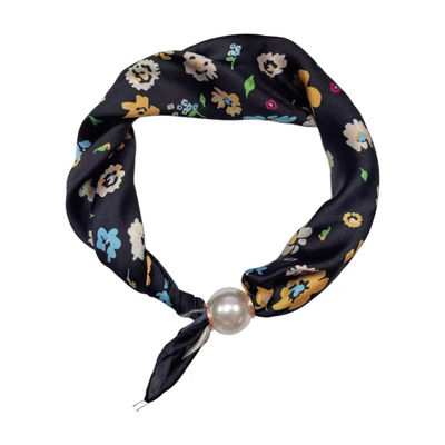 Scarf w. pearl - Black