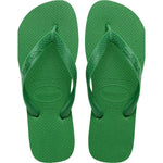 Grønne Havaianas Top sandaler set oppefra med præget logo på sål og remme