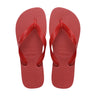 Røde Havaianas Top sandaler set ovenfra med rem mellem tæerne og præget logo