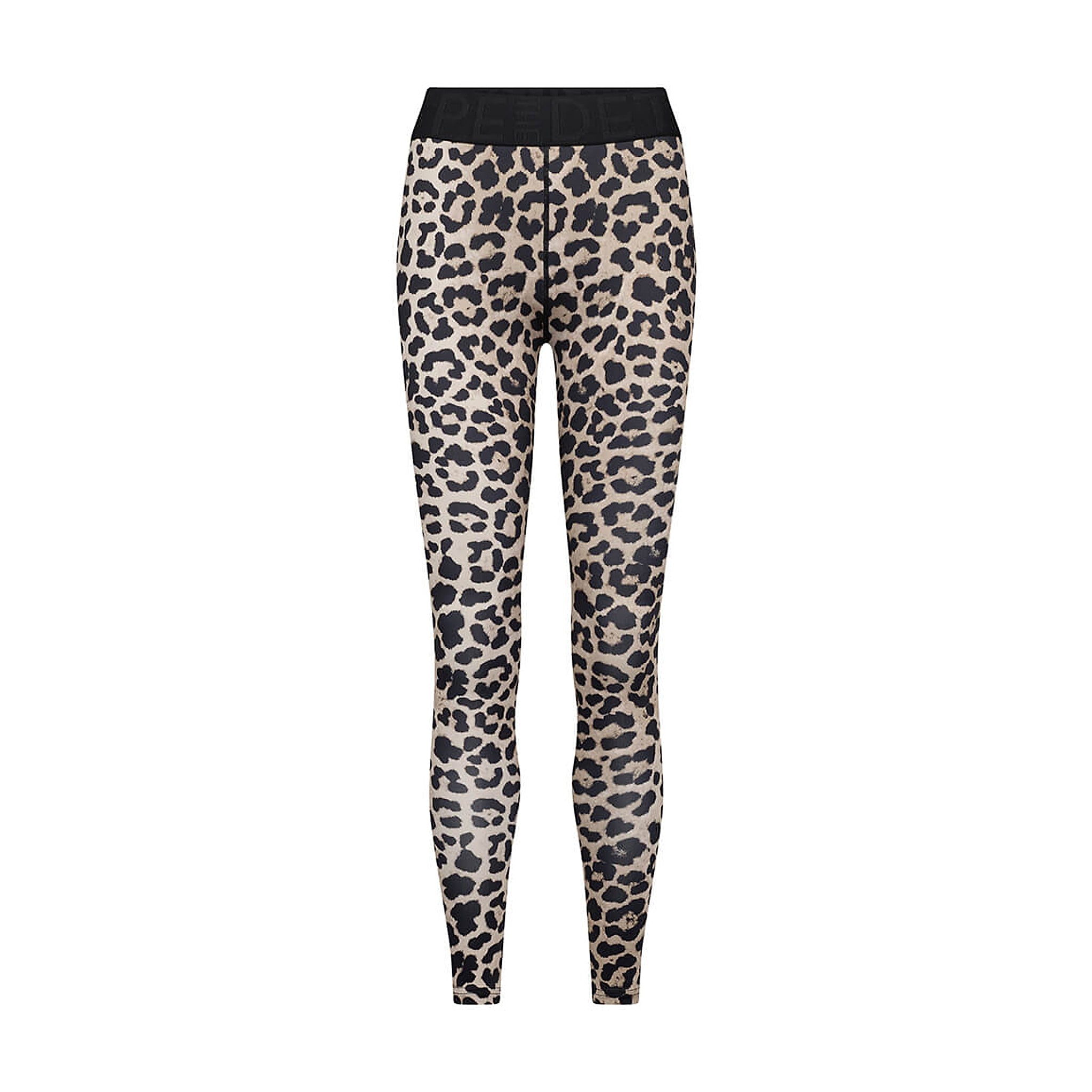 Brune leopardbukser i leggings-model fra Hype The Detail med bred sort linning med logo, set forfra