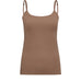 Brun top i farven Camel fra Hype The Detail med tynde stropper og rund halsudskæring set forfra