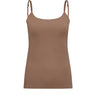 Brun top i farven Camel fra Hype The Detail med tynde stropper og rund halsudskæring set forfra