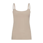 Nudefarvet pink top fra Hype The Detail med rund hals og tynde stropper set forfra