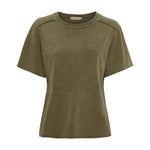 Grøn t-shirt Alouette Tee i Military fra Marta du Chateau set forfra med rund hals og korte ærmer