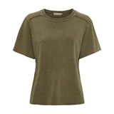 Grøn t-shirt Alouette Tee i Military fra Marta du Chateau set forfra med rund hals og korte ærmer