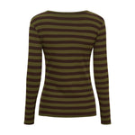 Brun og grøn stribet langærmet t-shirt fra Marta du Chateau set bagfra