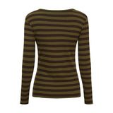 Brun og grøn stribet langærmet t-shirt fra Marta du Chateau set bagfra