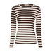 Brun og cremehvid stribet langærmet t-shirt i rib med rund hals fra Marta du Chateau set forfra