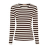 Brun og cremehvid stribet langærmet t-shirt i rib med rund hals fra Marta du Chateau set forfra