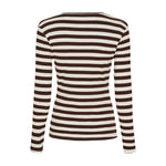 Brun og cremehvid stribet langærmet t-shirt Begonia LS Tee i farven Moro set bagfra