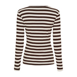 Brun og cremehvid stribet langærmet t-shirt Begonia LS Tee i farven Moro set bagfra