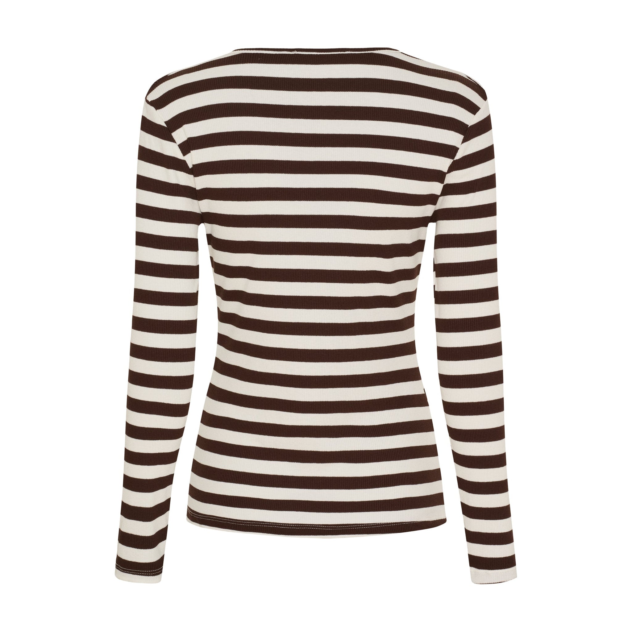 Brun og cremehvid stribet langærmet t-shirt Begonia LS Tee i farven Moro set bagfra