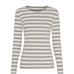 Grå og råhvid stribet t-shirt med lange ærmer og rund hals fra Marta du Chateau set forfra