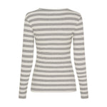 Grå og råhvid stribet langærmet t-shirt fra Marta du Chateau set bagfra