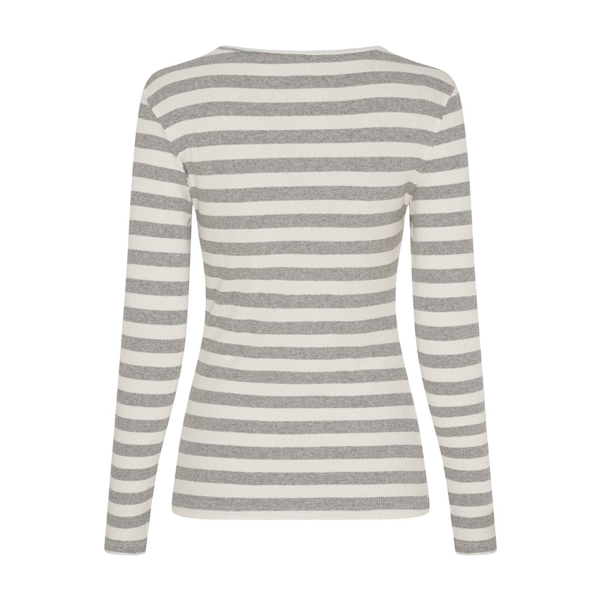 Grå og råhvid stribet langærmet t-shirt fra Marta du Chateau set bagfra