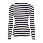 Navy stribet langærmet t-shirt i rib fra Marta du Chateau set bagfra