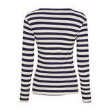 Navy stribet langærmet t-shirt i rib fra Marta du Chateau set bagfra