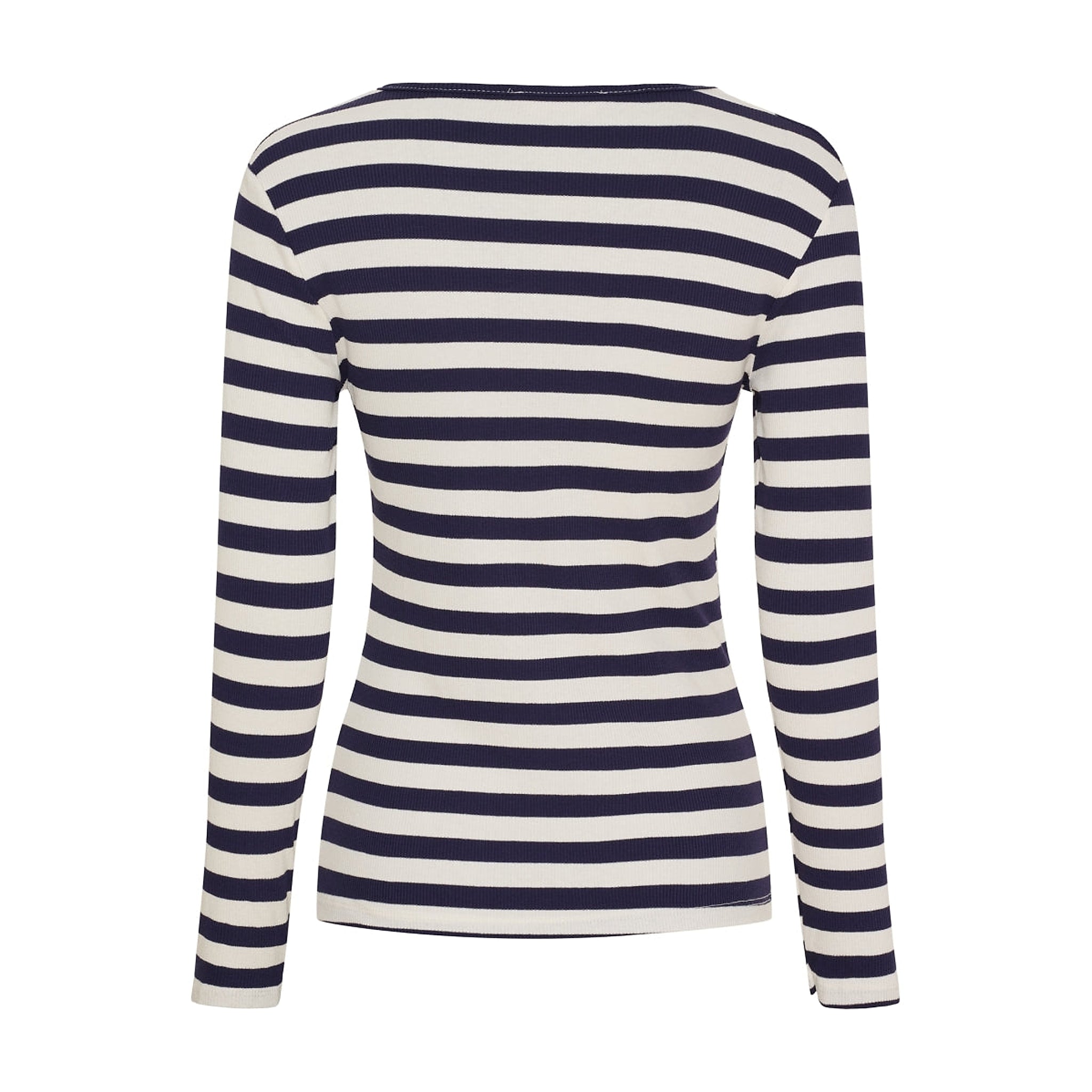 Navy stribet langærmet t-shirt i rib fra Marta du Chateau set bagfra