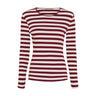 Rød og råhvid stribet t-shirt med lange ærmer og rund hals fra Marta du Chateau, set forfra