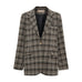 Grå ternet blazer fra Marta du Chateau forfra med reverskrave, én knap, lommer med klap og sort for