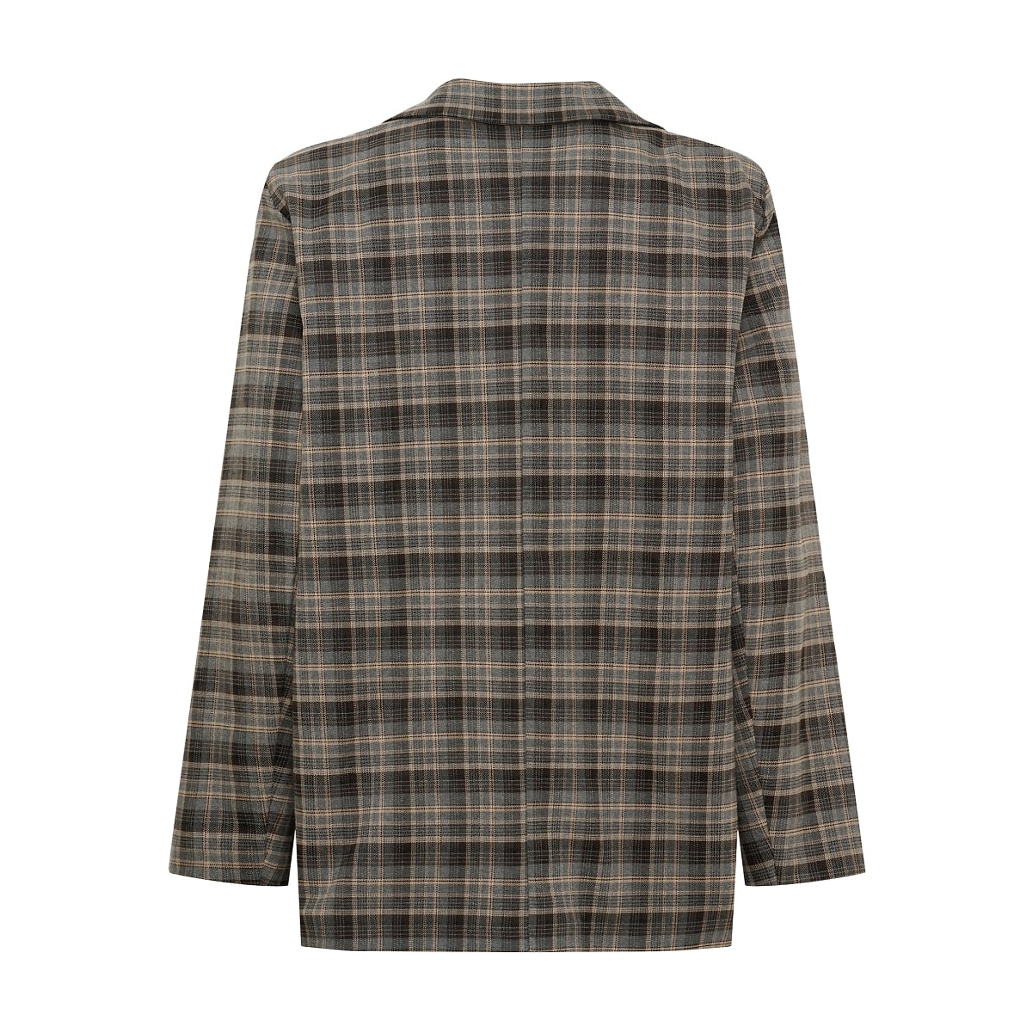 Grå ternet blazer fra Marta du Chateau set bagfra med lange ærmer