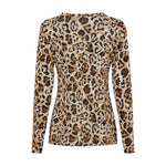 Brun langærmet bluse med leopardprint fra Marta du Chateau set bagfra