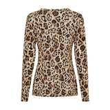 Brun langærmet bluse med leopardprint fra Marta du Chateau set bagfra