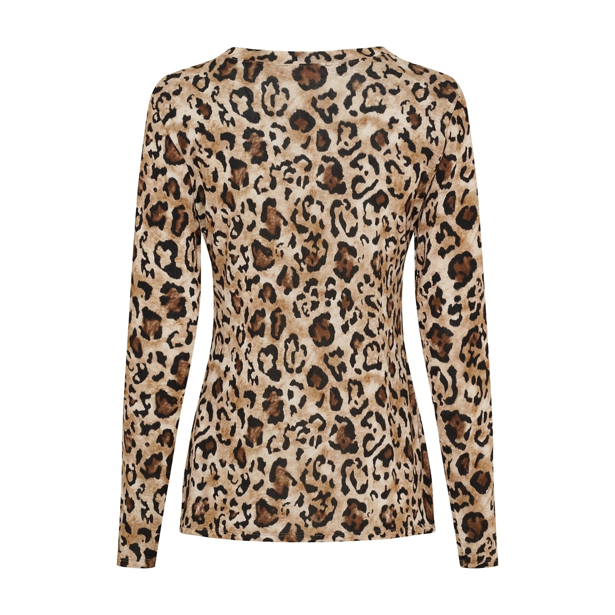 Brun langærmet bluse med leopardprint fra Marta du Chateau set bagfra