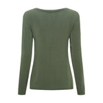 Grøn langærmet bluse Elissa Top i Military fra Marta du Chateau set bagfra
