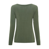 Grøn langærmet bluse Elissa Top i Military fra Marta du Chateau set bagfra
