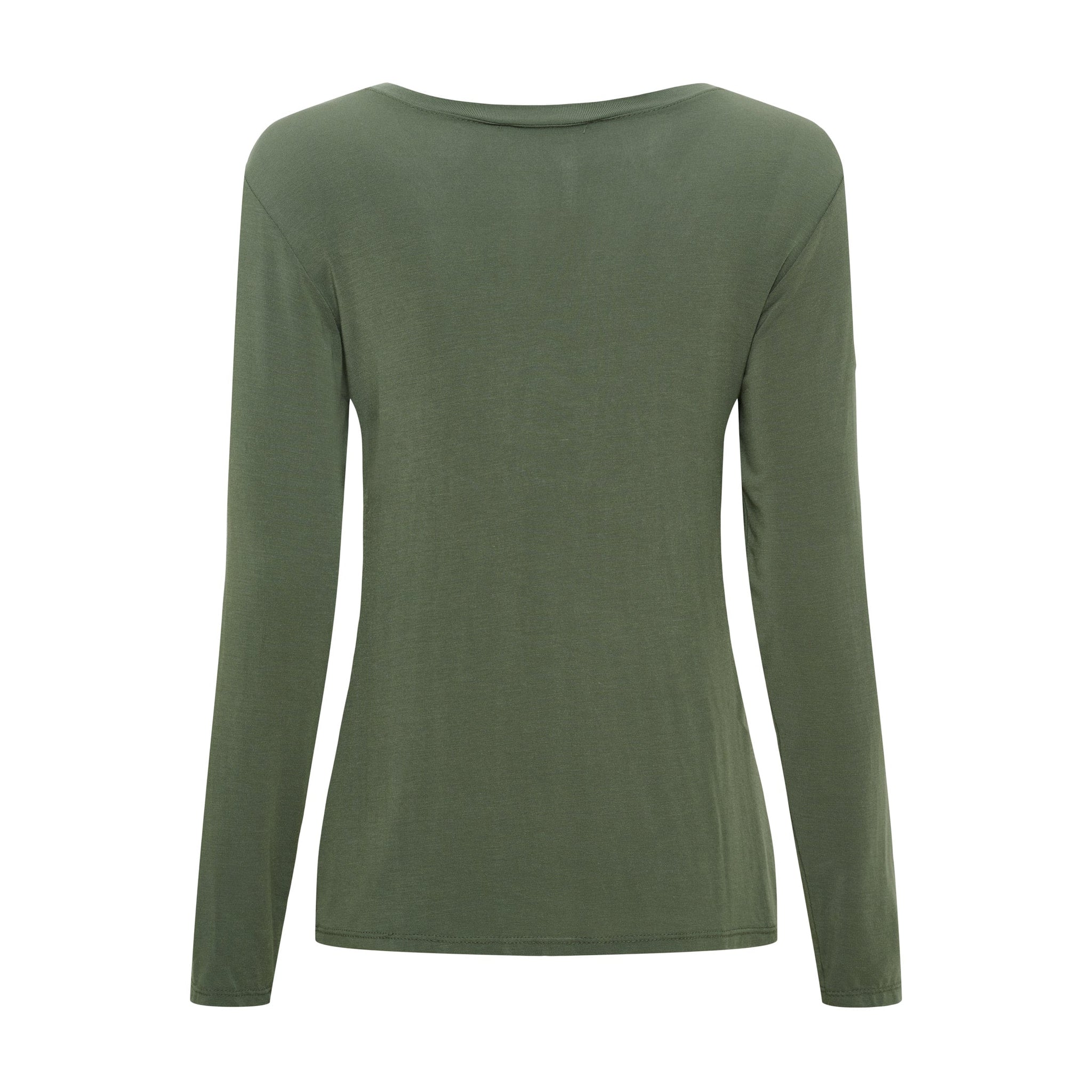 Grøn langærmet bluse Elissa Top i Military fra Marta du Chateau set bagfra