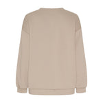 Beige Hibiscus sweatshirt set bagfra med ensfarvet ryg og ribkant ved ærmer og bund