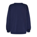 Navy sweatshirt fra Marta du Chateau set bagfra med ryg uden print og ribkanter ved ærmer og bund